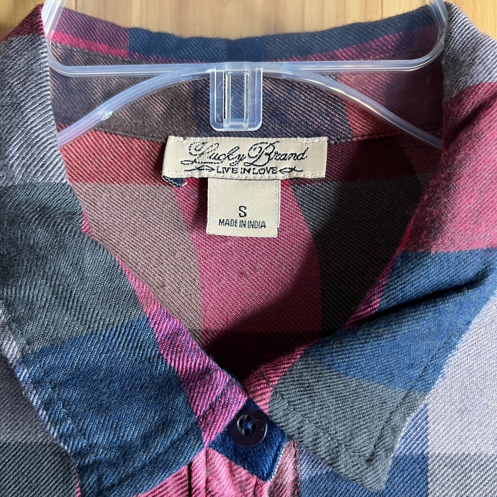 Lucky Brand Womens Plaid Button Front Shirt Long Sleeve Small Multicolor Flannel - Picture 4 of 14
